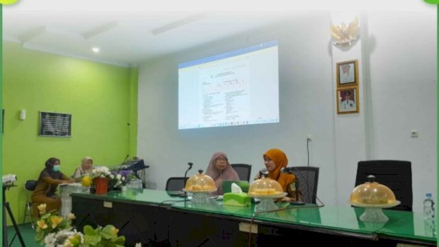 Kabid Kesmas Dinkes Sinjai, Hj. Hamsiah saat menjadi narasumber pertemuan Audit Kematian Maternal dan Perinatal di aula RSUD Sinjai ||Ist 