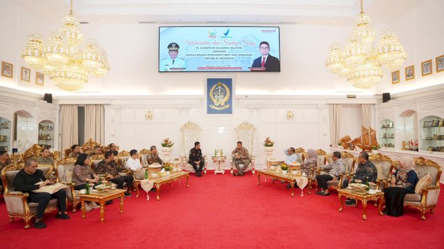PJ Gubernur Sulsel Prof Fadjry Djufry Menerima Kunjungan Kepala BPOM RI, Prof Taruna Ikrar, Foto: Dok Humas Pemprov.