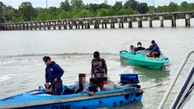 Speedboat yang membawa 7 calon pekerja migran nonprosedural diamankan oleh Tim SFQR Lanal Nunukan dalam operasi patroli di perairan Nunukan, Kalimantan Utara ||doc_dispenal