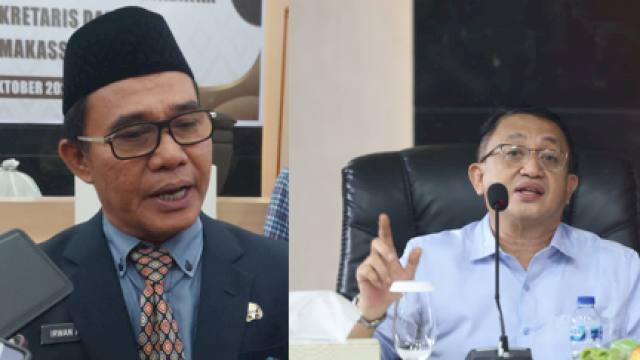 Pj Sekda Makassar Irwan Adnan (Berdasarkan SK Pemprov Sulsel) dan Plh Sekda Makassar M Yasir (Berdasarkan tugas Wali Kota Makassar). Foto: dok HN