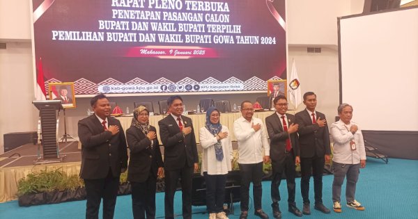 KPU Resmi Tetapkan Husniah-Darmawangsyah sebagai Bupati dan Wakil Bupati Gowa 2025-2030