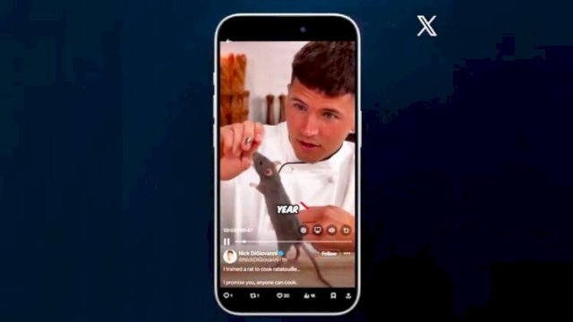 Antarmuka fitur video vertikal di platform X, menampilkan desain modern dan pengalaman menonton yang mulus pada perangkat iOS ||tangkap layar @X