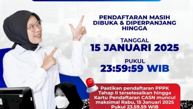 Pendaftaran PPPK Tahap 2 diperpanjang hingga 15 Januari 2025 ||instagram@bkn2surabaya