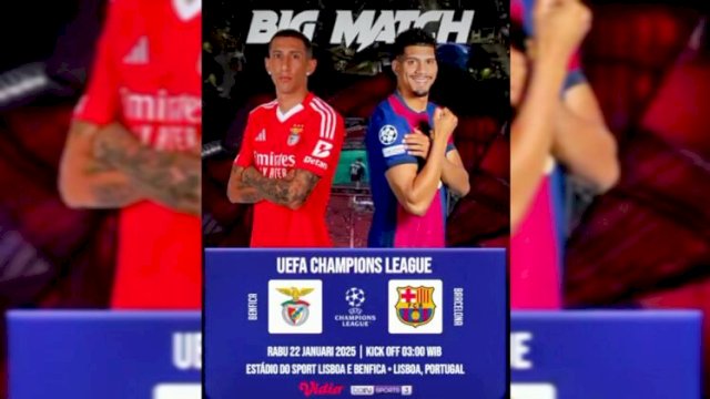 laga sengit liga Champions antara Benfica vs Barcelona di Stadion da Luz,, Lisbon, Rabu (22/1) pukul 03.00 WIB ||x@nahrowi_wawie