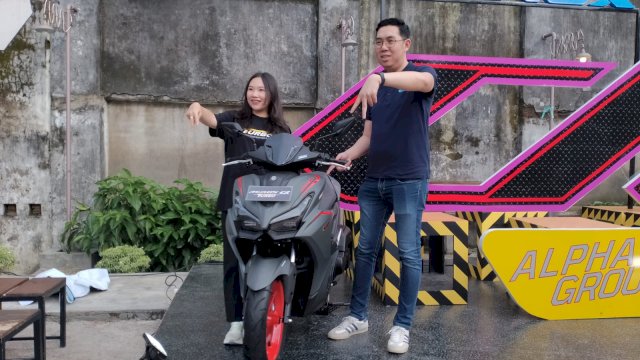 Momen PT SJAM meluncurkan Yamaha Aerox Alpha di Vaan Sky Makassar. (Foto: Gita/HN)