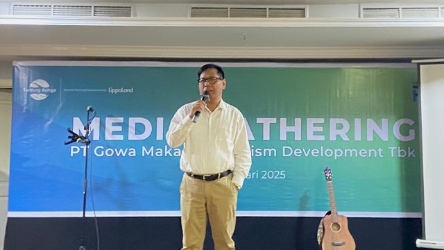 Jemmy Andreas, Chief Operating Officer (COO) GMTD saat menyampaikan sambutan dalam acara Media Ghatering di Hotel Aryaduta Makassar. (Foto: dok)