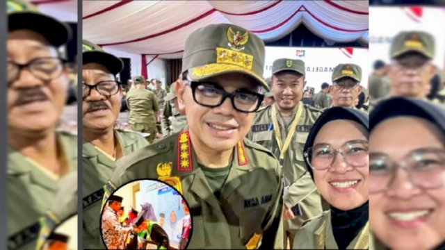 Bupati Gowa Husniah Talenrang swafoto bersama Wamendagri Bima Arya di kegiatan retret Kepala Daerah, Wabup Darmawangsyah Muin hadiri wisuda santri BKPRMI Bontonompo (insert) ||gridby_hariannews 