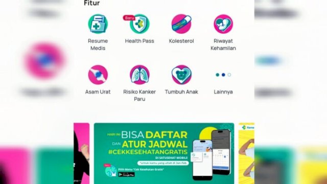 Tampilan aplikasi SATUSEHAT Mobile untuk melakukan pendaftaran Program Cek Kesehatan Gratis yang dimulai pada hari ini, Senin (10/2/25) ||tangkaplayar 