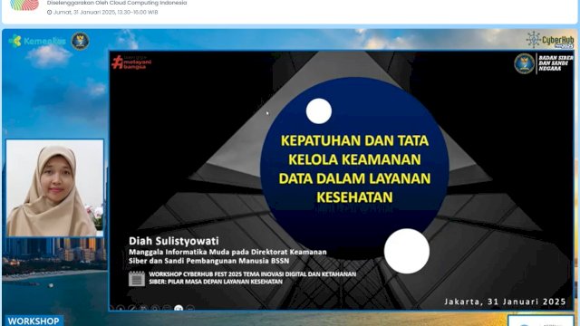 Tangkapan layar Workshop Tata Kelola Data di Sektor Kesehatan. Foto: dok HN/Chika
