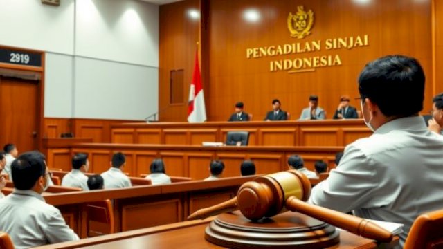 Ilustrasi ruang sidang PN Sinjai tempat pembacaan vonis terhadap pelaku rudapaksa menantu ||imageAI_harian.news