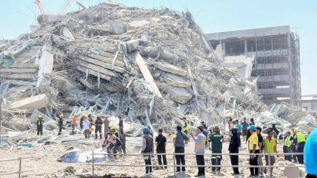 Salah satu potret efek gempa Myanmar dan Thailand yang tersebar luas di medsos. Foto: ist