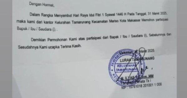 Viralnya Surat Permohonan Bantuan Idulfitri di Tamarunang, Begini Penjelasan Lurah Ilyas