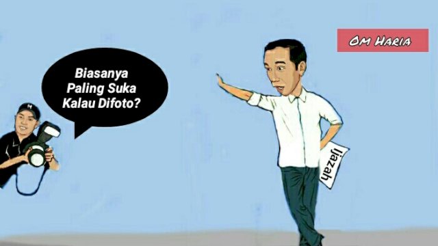 Karikatur Jokowi larang ijazahnya difoto (Dodi/harian.news)