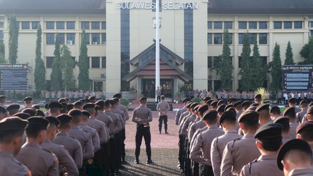 Apel persiapan pengamanan aksi May Day di Makassar. Foto: dok
