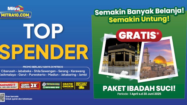 Program Top Spender Mitra10 Hadirkan Hadiah Paket Ibadah Suci untuk Pelanggan Setia