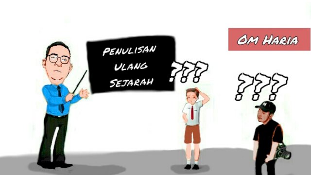 Karikatur penulisan ulang sejarah Indonesia (Dodi/harian.news)