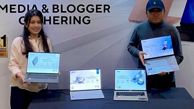 Erlyin Purnama Caroline &ndash; Public Relations ASUS Indonesia (Kiri) dan Riandanu Madi Utomo &ndash; Technical Publi Relations ASUS Indonesia (Kanan). (Foto: Gita/HN)