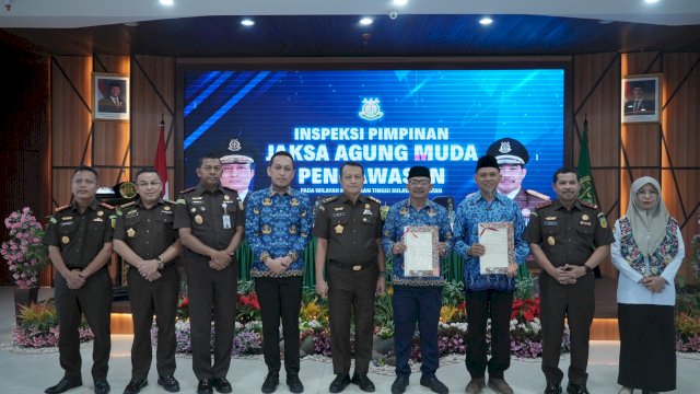 Jaksa Agung Muda Pengawasan (Jamwas) Kejaksaan Agung RI, Rudi Margono, melakukan Inspeksi Pimpinan di Kejaksaan Tinggi Sulawesi Selatan (Kejati Sulsel), Selasa (20/5/2025). Foto IST