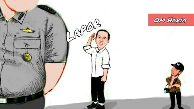 Karikatur Jokowi melapor ke Polda Metro Jaya Jakarta (Dodi/harian.news)