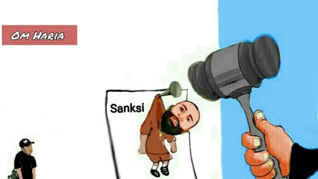 Karikatur Sanksi Komdis PSSI pada bek PSM Makassar Yuran Fernandes (Dodi/harian.news)