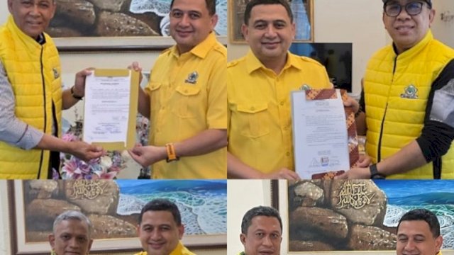 Munafri Arifuddin alias Appi menerima surat rekomendasi dukungan dari 4 DPD II Partai Golkar di Makassar, Kamis (29/5/2025). Foto Ist