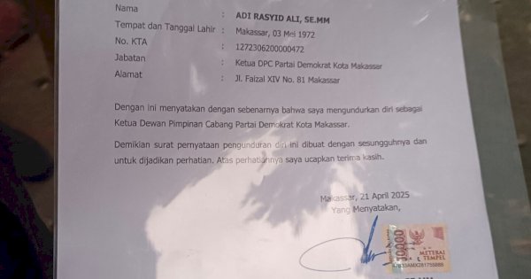 Setelah 15 Tahun Memimpin, ARA Resmi Mundur dari Ketua DPC Demokrat Makassar
