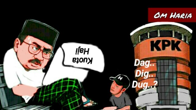 Karikatur peluang Yaqut Cholil Qoumas diperiksa KPK (Dodi/harian.news)