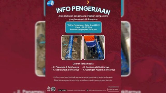 PDAM Makassar Umumkan Gangguan Air Mulai 5 Juni ||handover 