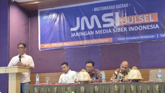 Akbar Endra mewakili Ketum JMSI membuka Musda JMSI Sulsel, Sabtu (9/8). 