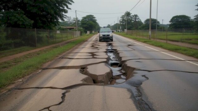 Anggaran Pemeliharaan Jalan di Sinjai jadi Temuan BPK ? _Ilustrasi jalan rusak di Sinjai ||imagebyharian.news 