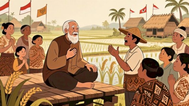 Pemimpin dan rakyat bersatu, pemimpin yang mendengarkan suara rakyat, menggambarkan empati dan kedekatan emosional antara penguasa dan masyarakat ||ilustrasiby_andiawaltj@harian.news