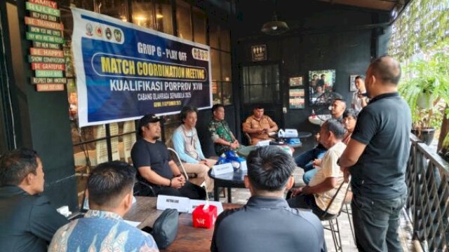 Pertemuan Match Coordination Meeting (MCM) untuk memastikan kelancaran pertandingan Play Off Pra Porprov XVIII ||handover 