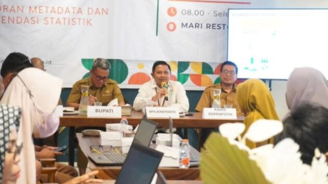 Kepala BPS Kabupaten Jeneponto, Dwi Santosa Mukti Busana, memberikan penjelasan terkait pentingnya kolaborasi dalam pengelolaan data Sektoral ||ist