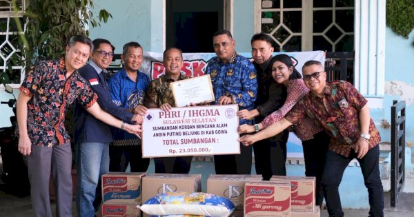PHRI dan IHGMA Sulsel Salurkan Bantuan untuk Korban Puting Beliung di Gowa