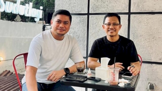 Adnan Purichta Ichsan Yasin Limpo bersama Amir Uskara, sempatkan waktu ngopi usai perayaan Hari Jadi Gowa Ke-705 ||tangkaplayarIG@adnanpurichtaichsan_yos@harian.news 
