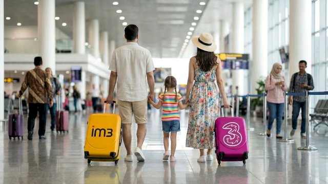 Ilustrasi liburan tetap terkoneksi IM3 dan Tri. (Foto: dok Indosat)