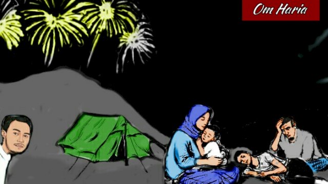Karikatur tahun baru 2026 di pengungsian (Dodi/harian.news) 
