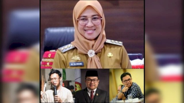 Husniah Talenrang, Ketua DPW PAN Sulsel (atas), Ilham Ari Fauzi Amir Uskara, Ketua DPW PPP Sulsel (kiri bawah), Darmawangsyah Muin, Sekretaris Gerindra Sulsel (tengah bawah), DR. Rahmansyah, Ketua Harian PSI Sulsel (kanan bawah) ||kolase_yoz@harian.news