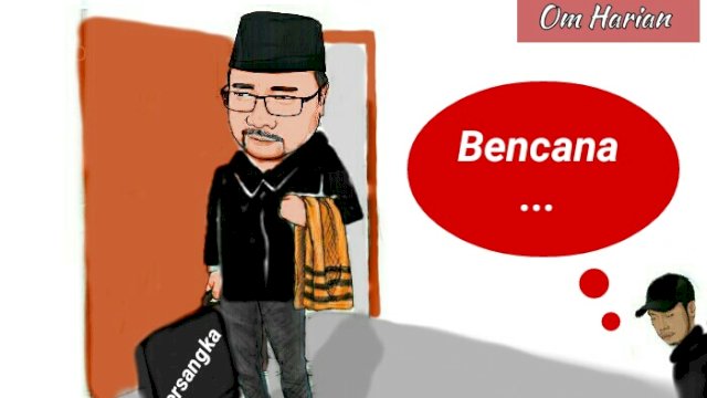 Karikatur mantan Menteri Agama Yaqut Cholil Qoumas jadi tersangka kasus korupsi (Dodi/harian.news) 