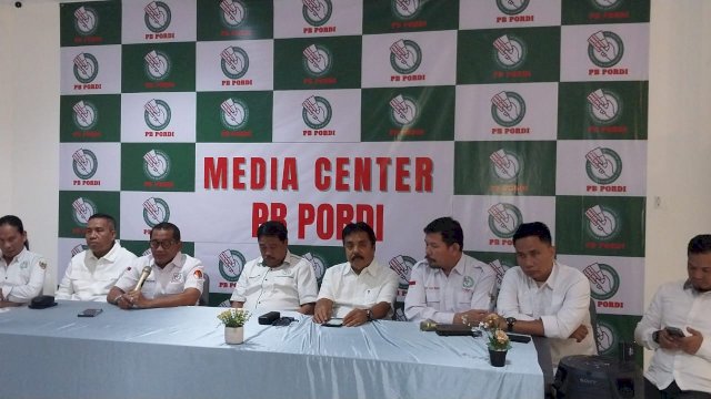 konferensi pers usai Rapat Pleno PB PORDI yang digelar di Kantor Sekretariat PB PORDI, Jalan Percetakan Negara, Cempaka Putih, Jakarta, Senin (12/1/2026). (IST)