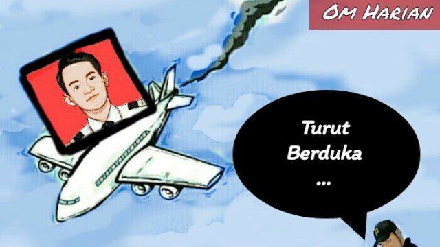 Karikatur pesawat ATR 42-500 jatuh menabrak lereng gunung (Dodi/harian.news) 