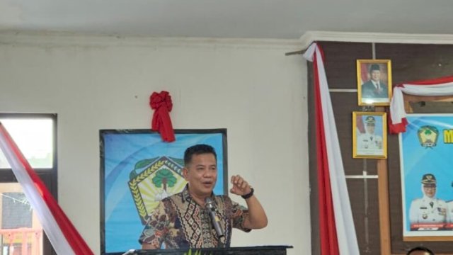 Ketua DPRD Gowa, Muh. Ramli Siddik (Daeng Rewa), saat memberikan sambutan di Musrenbang Kecamatan Pallangga 2026 ||handover_yoz@harian.news 