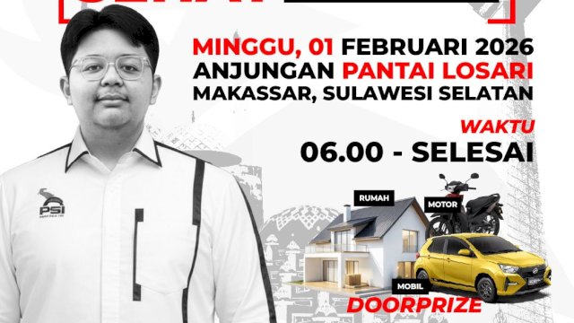 Jalan Sehat PSI Sulsel di Pantai Losari, Hadiah Rumah dan Mobil Siap Diundi