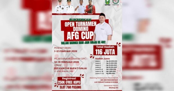 Meriahkan Hari Jadi Sinjai ke-462, Open Turnamen Domino AFG Cup Siapkan Total Hadiah 116 Juta