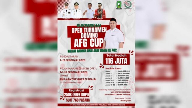 Peringatan HJS ke-462, Sinjai menggelar Turnamen Domino AFG Cup dengan hadiah total Rp116 juta ||ist