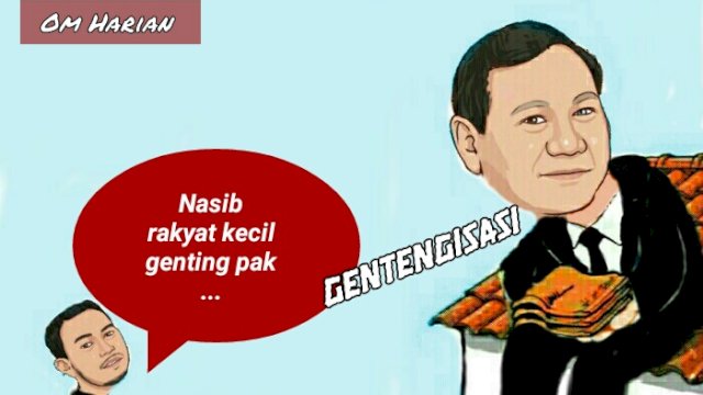 Karikatur gagasan Gentengisasi dari Presiden Prabowo (Dodi/harian.news) 