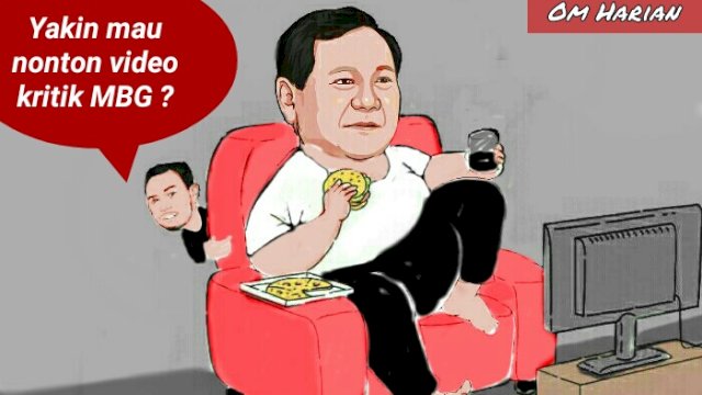 Karikatur Presiden Prabowo meminta video kritikan program MBG (Dodi/harian.news) 