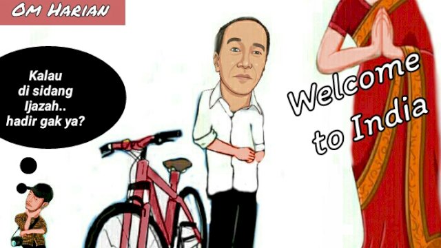 Karikatur Jokowi berkunjung ke India (Dodi/harian.news) 