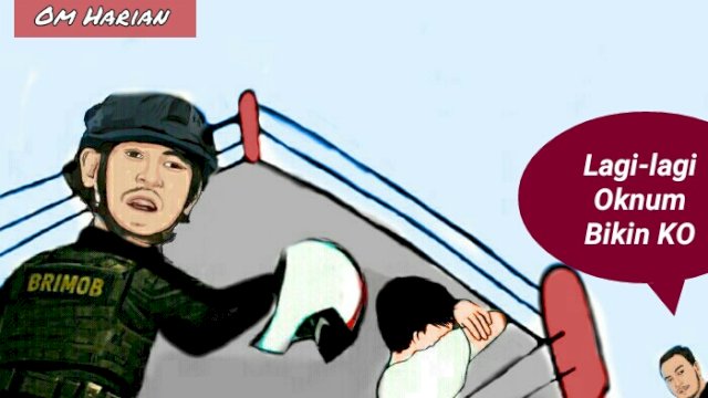 Karikatur oknum anggota Brimob di Maluku aniaya remaja (Dodi/harian.news) 