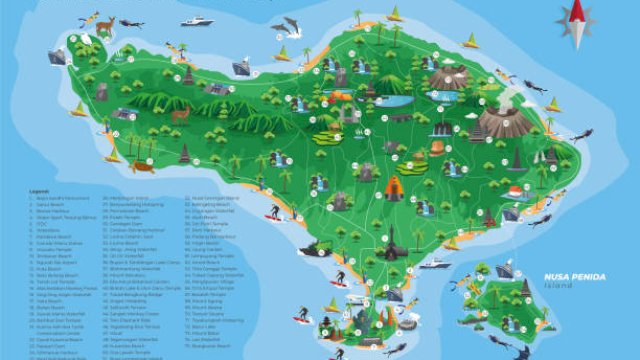 Bali Tourist Destination Map with Details
